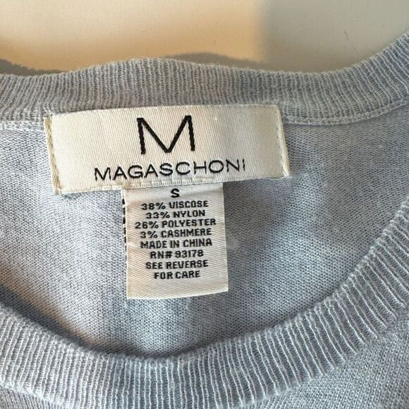 MAGASCHONI | blue tissue weight knit top | large | cashmere blend - Picture 7 of 9